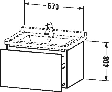 LC616407272 Тумбочка подвесная L-Cube #LC6164 670 x 469 мм Дуб брашированный, натуральный шпон Duravit - Вид №2