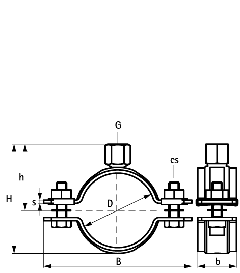 33068436 BIS Хомуты для высоких нагрузок без вкладыша HD500 (M16) (BUP1000) для стальных труб walraven  - Вид №1