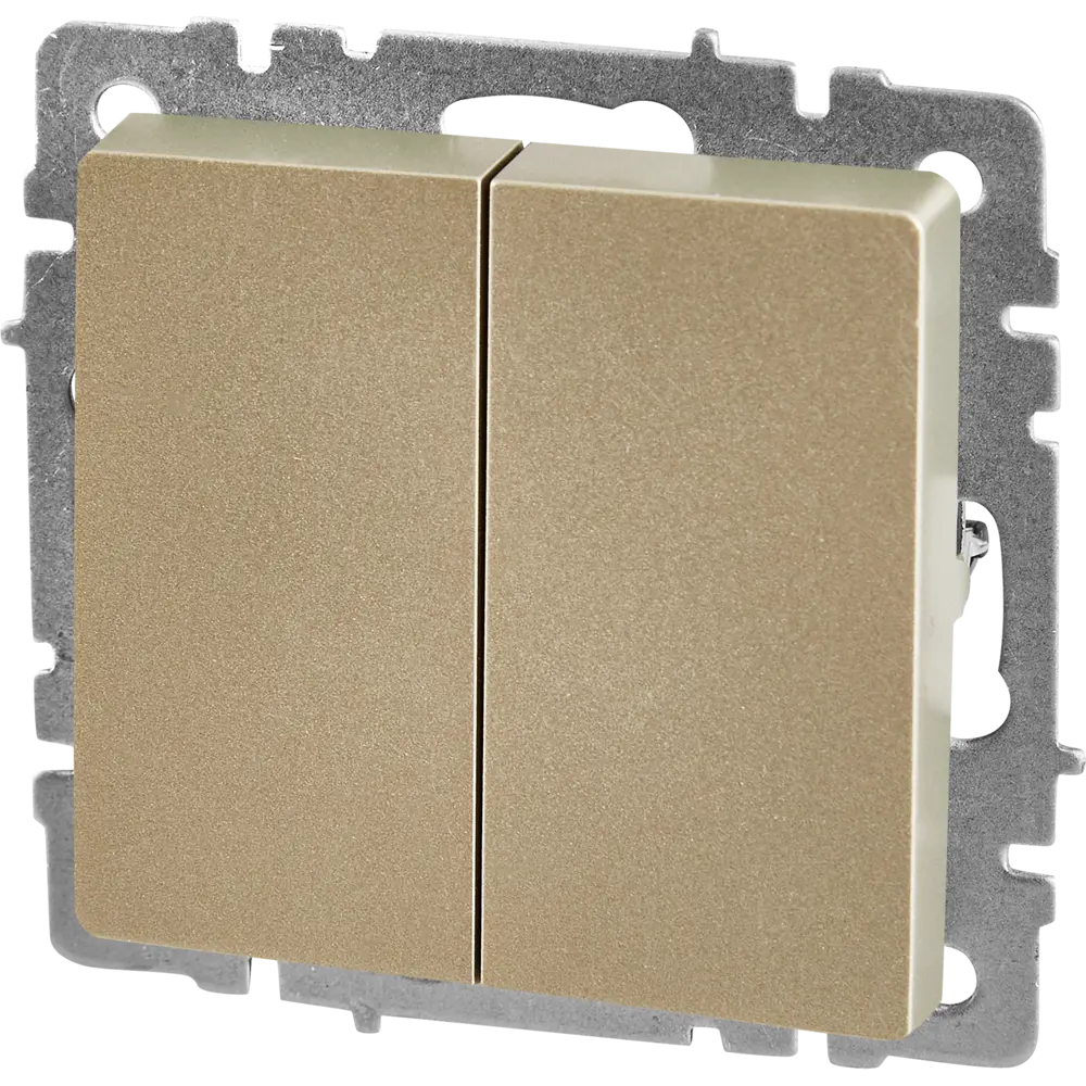 Проходной выключатель IEK Brite: 2-клавишный встраиваемый в цвете шампань 87761747