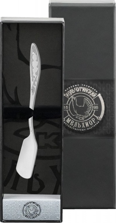 10643602 Кольчугино Лопатка для икры "Пламя" посеребренная с чернью + футляр 000000, -? Посеребрение 