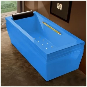 Ванна с аэромассажем голубая с золотом Gruppo Treesse Blanque 1880 V168C-SX-GZ