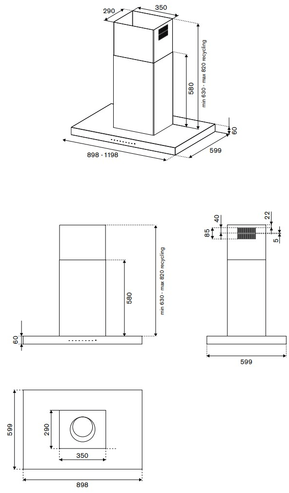 Bertazzoni Островная вытяжка из нержавеющей стали со встроенным освещением Professional sun-id-1354599 - Вид №1