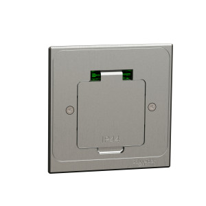 INS52100 US+ Люк квадратный размер XS с 1 розеткой (2К+З ) металлический IP44 Schneider Electric Unica