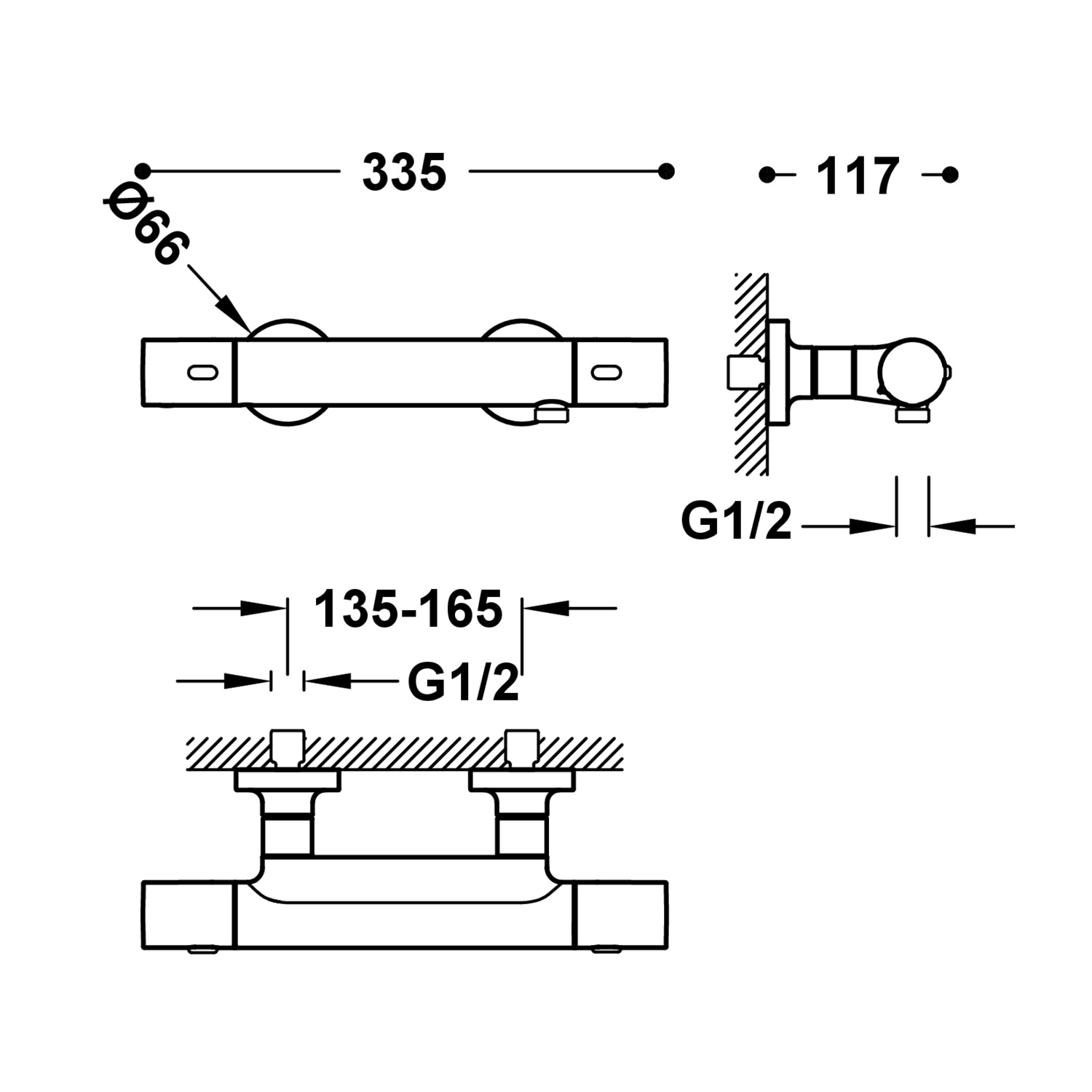 Настенный термостатический кран для душа-19016402 TRES Thermostatic - Вид №1
