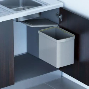 Ведро для мусора ALBIO навесное прямоугольное, серое, пластик 16 л