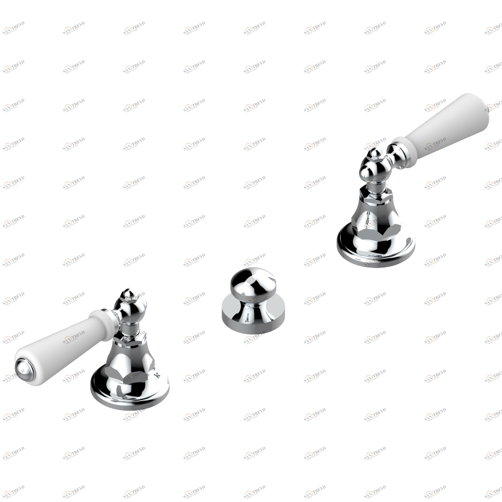 G28-200 Смеситель для биде на 3 отверстия для наполнения через борт с донным клапаном Thg-paris 1900 с рукоятками Хром G28 200 A02 CAT.A