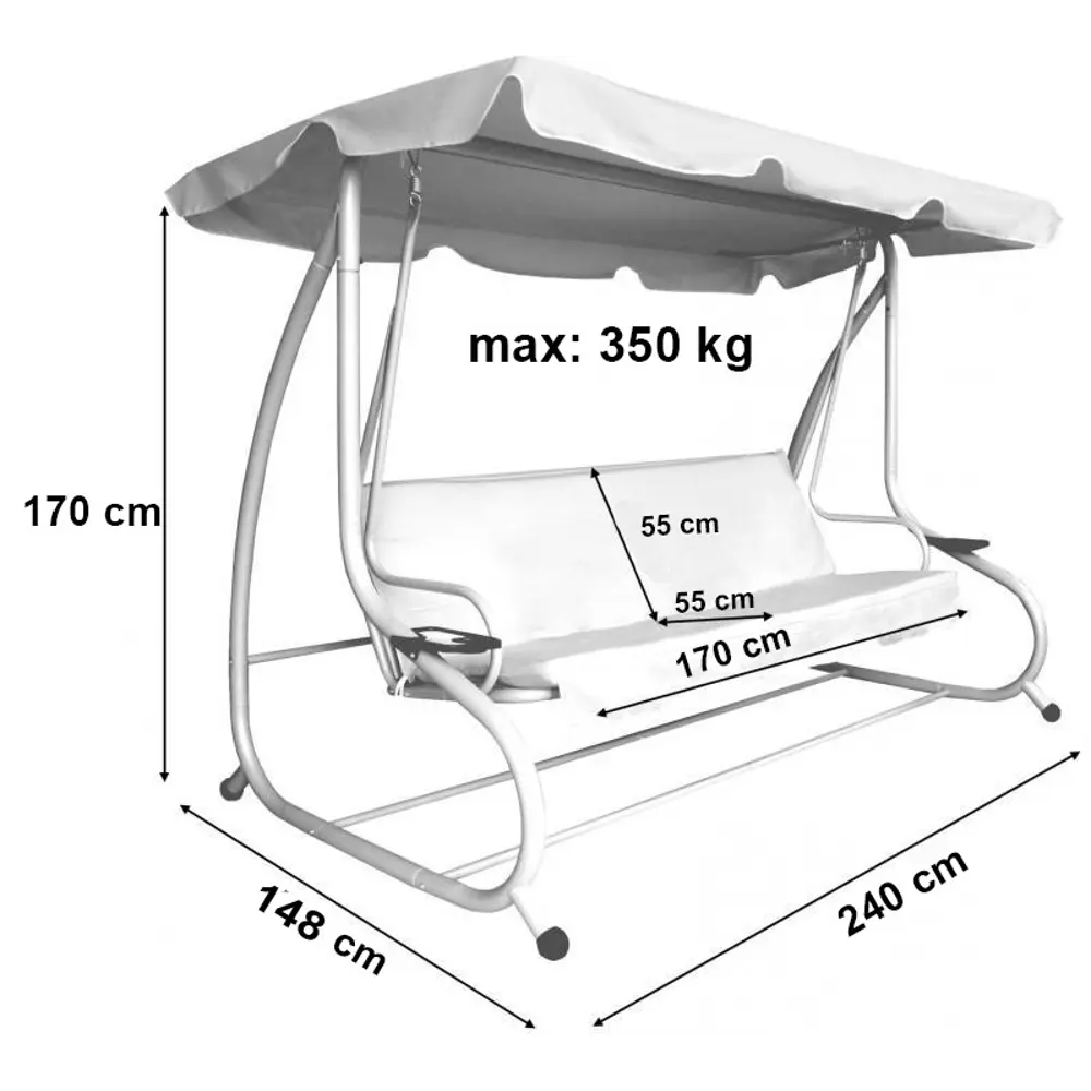 Качели садовые Greengard Аликанте 2 3-х местные (до 320 кг) бордовый STLM-2185407 - Вид №2