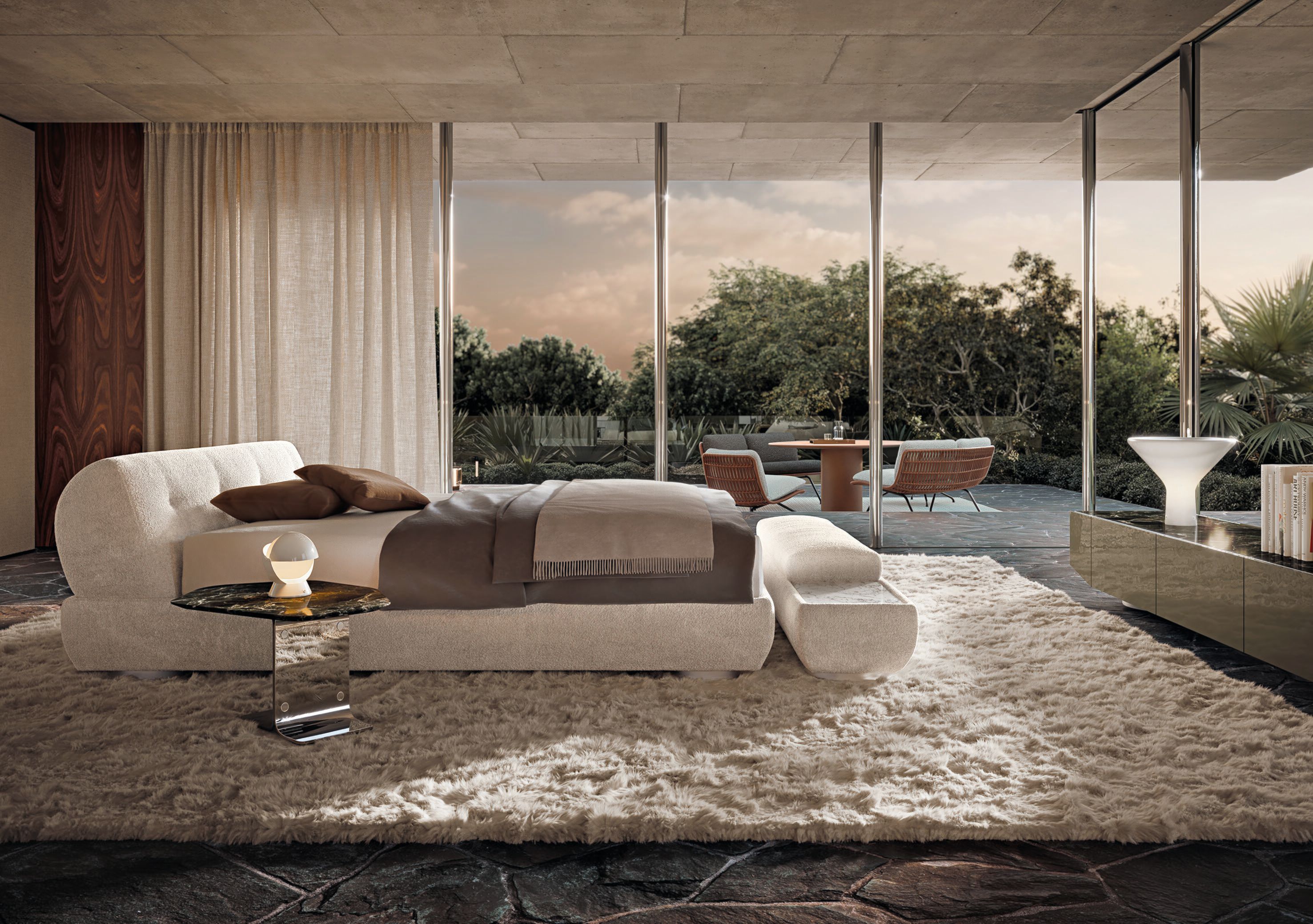 Двуспальная мягкая кровать из ткани Minotti Supermoon ARCH-00114530 - Вид №2