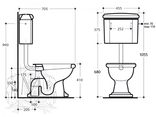 ML.BLL-25.112.BI/ML.BLL-25.138.BI/ML.MEC-29.138.BR Компакт унитаз с бачком Белый Migliore  Италия  - Вид №7