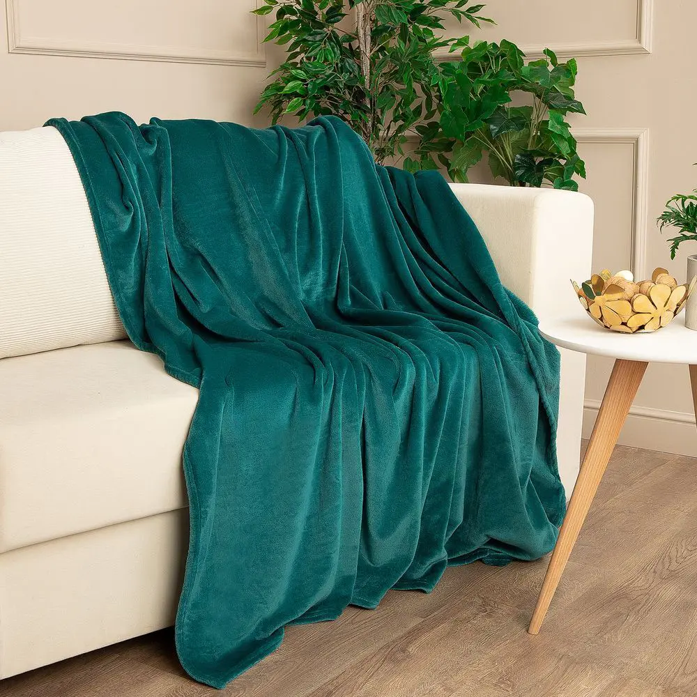 Плед Flandria 200x220 см микрофибра цвет бирюзовый Santreyd Emerald STLM-2054947 - Вид №3