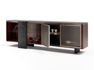 Шкаф из дерева и стекла с распашными дверями