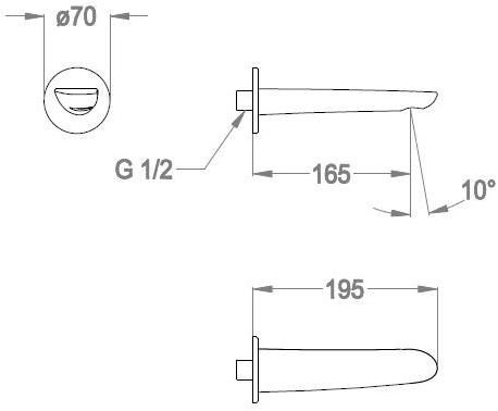 Fir Italia Стенной излив Synergy open 93 9344114 - Вид №1