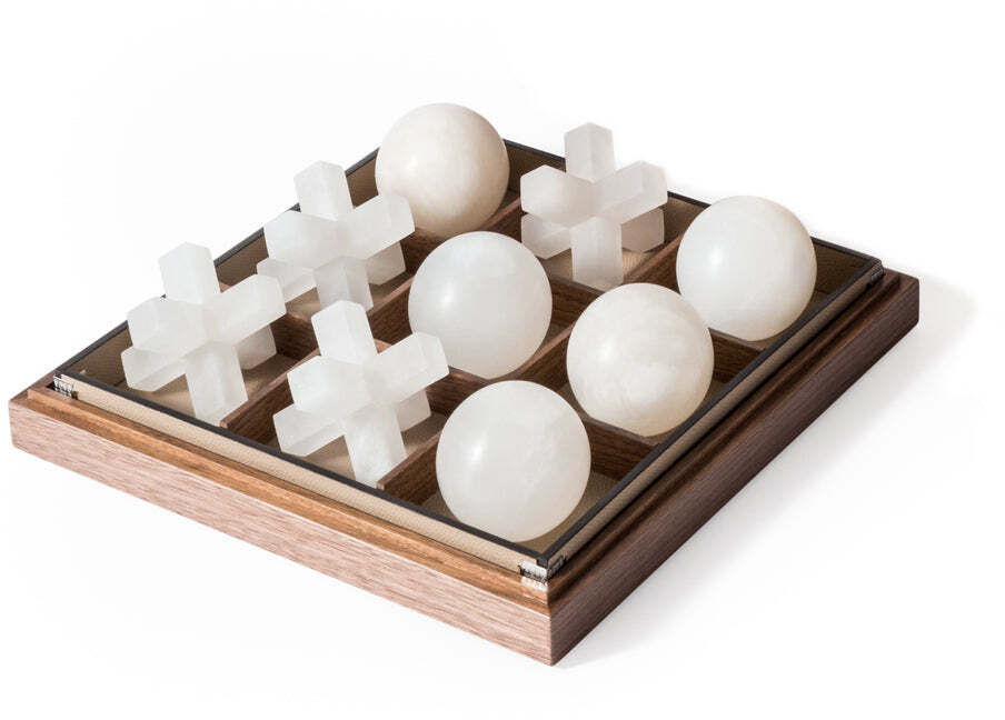 Крестики-нолики - 27,5X27,5XH9,5 см / плетеная кожа_верблюжья