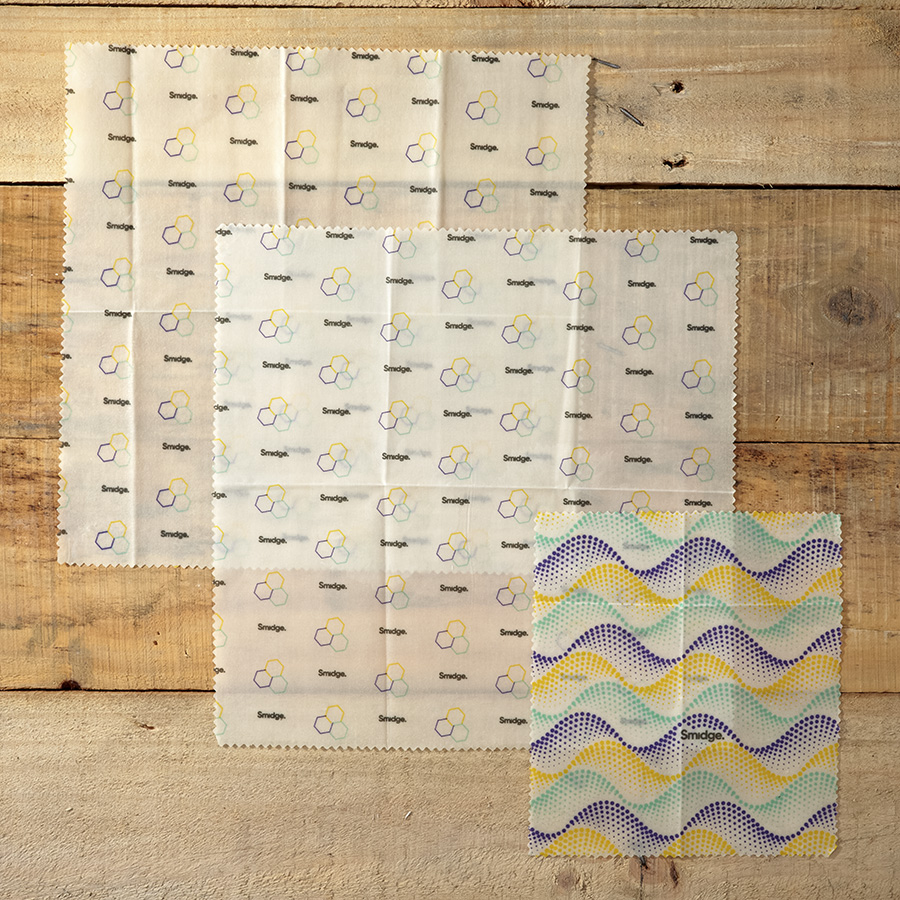 SMID87 Набор из 3 многоразовых оберток для ланча, пчелиный воск Smidge  - Вид №1