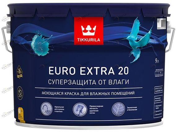 Краска Tikkurila Euro Extra 20 / Тиккурила Евро 20 для влажных помещений 2,7л 5656