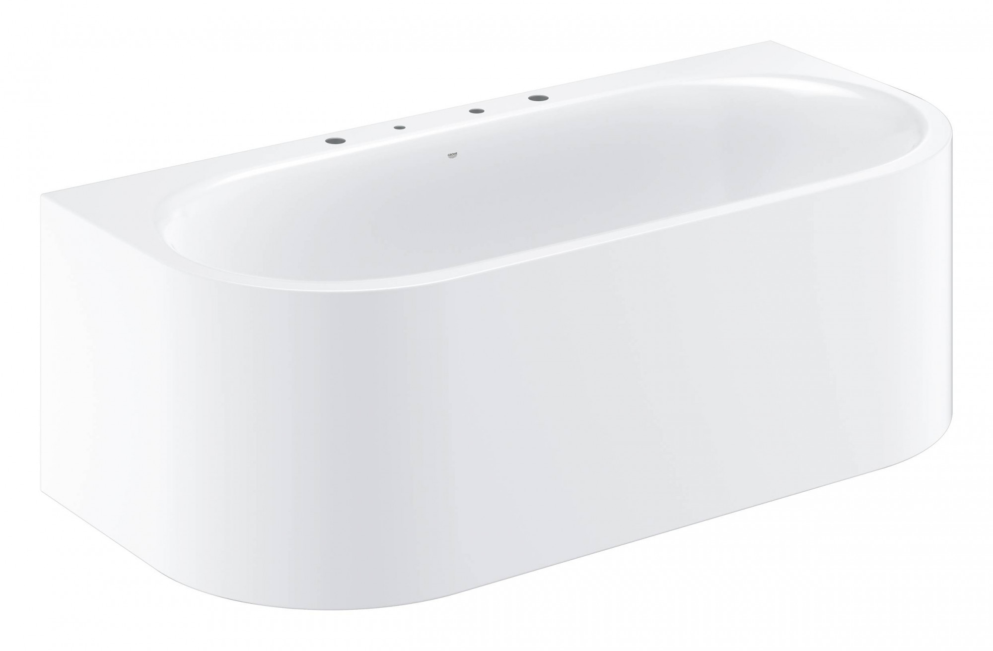 Ванна GROHE Essence, пристенная с грязеотталкивающим и противоскользящим покрытием, отверстия для смесителя на бортике, 180 х 80 х 57,5 см, альпин-белый (3965000H)