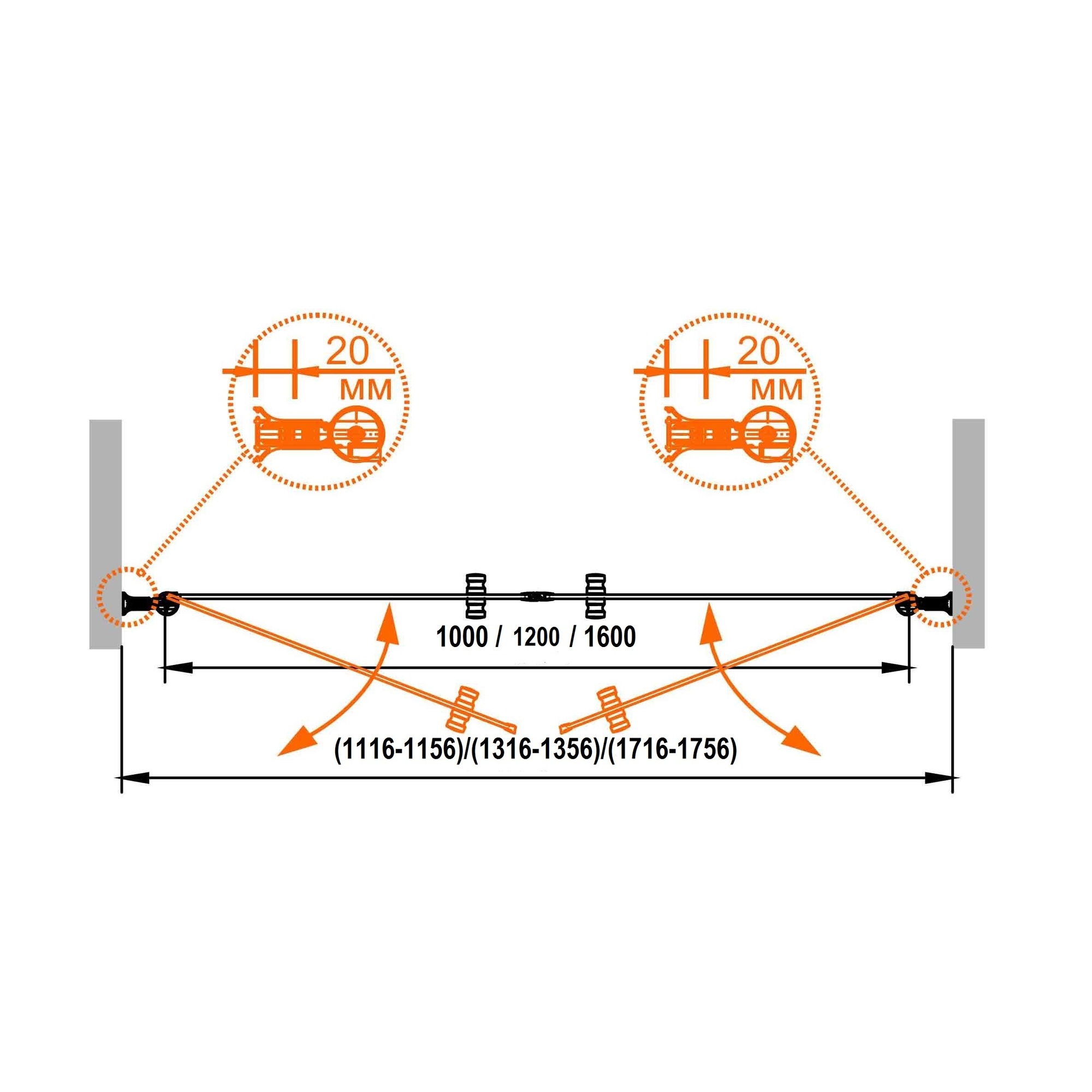 Душевая дверь в нишу CEZARES ROYAL PALACE-A-B-2-135-Pi-Br - Вид №3