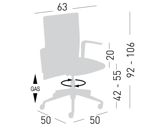 Офисное кресло с регулируемой высотой 5 спиц GABER Elodie ARCH-00126017 - Вид №5