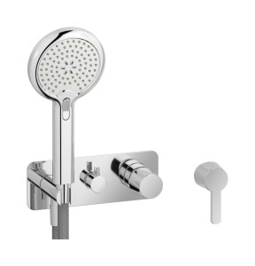 Внешние части встроенного в стену смесителя на 2 потребителя в комплекте с душевым гарнитуром. WE ARE IB aa323bo_22 Chrome TAAAC