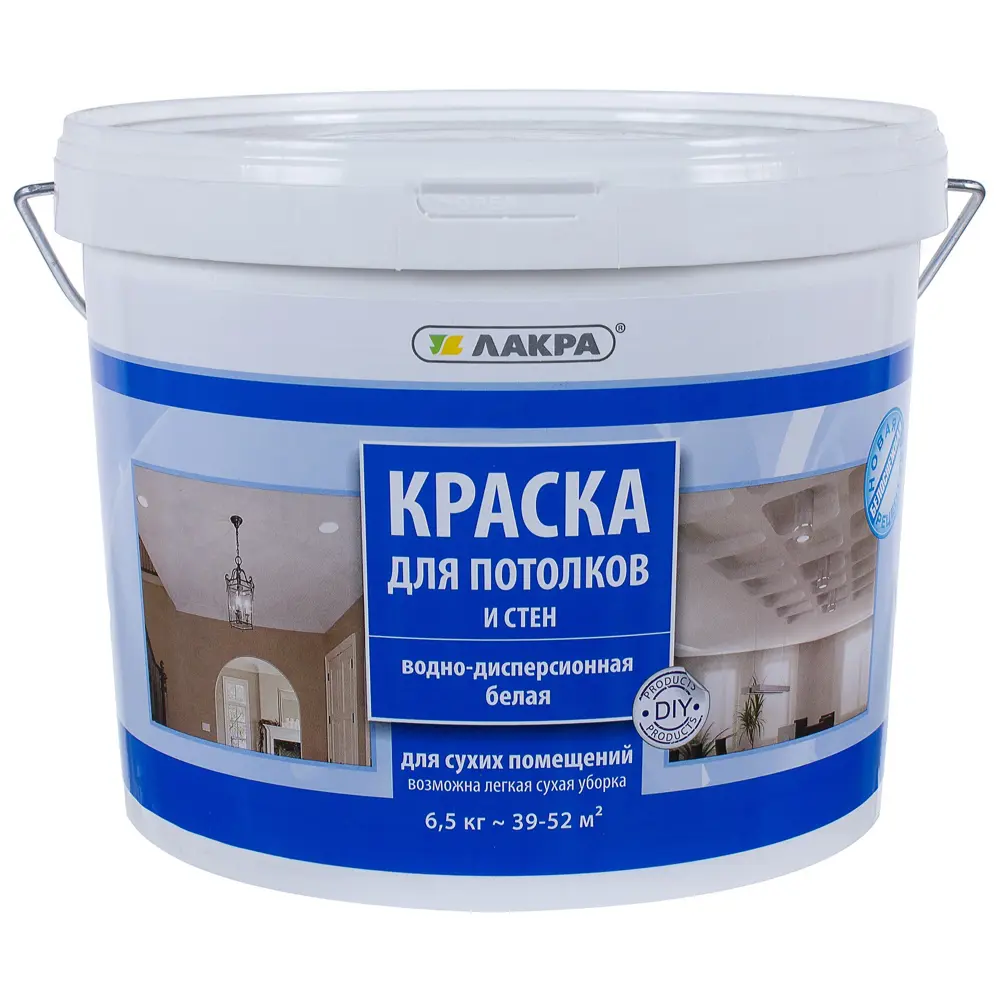 Краска водно-дисперсионная Лакра цвет белый 6.5 кг 12911143 STLM-2130265 