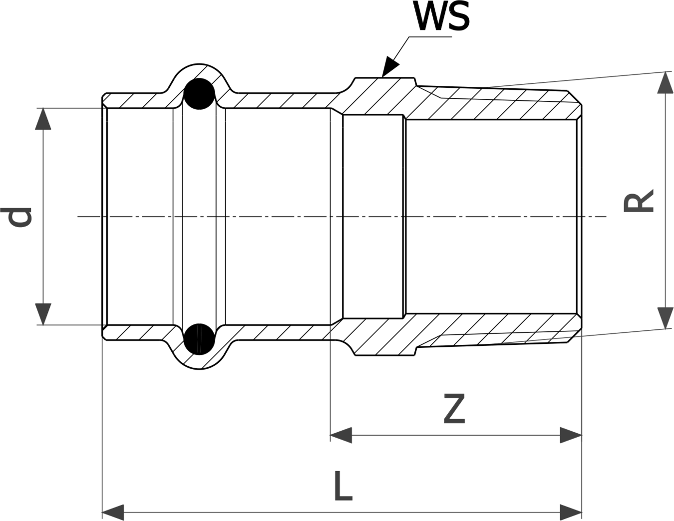 290 764 Модель 2211 Трубопроводные системы  Sanpress  Переходники/​переходные угольники Santreyd  - Вид №3