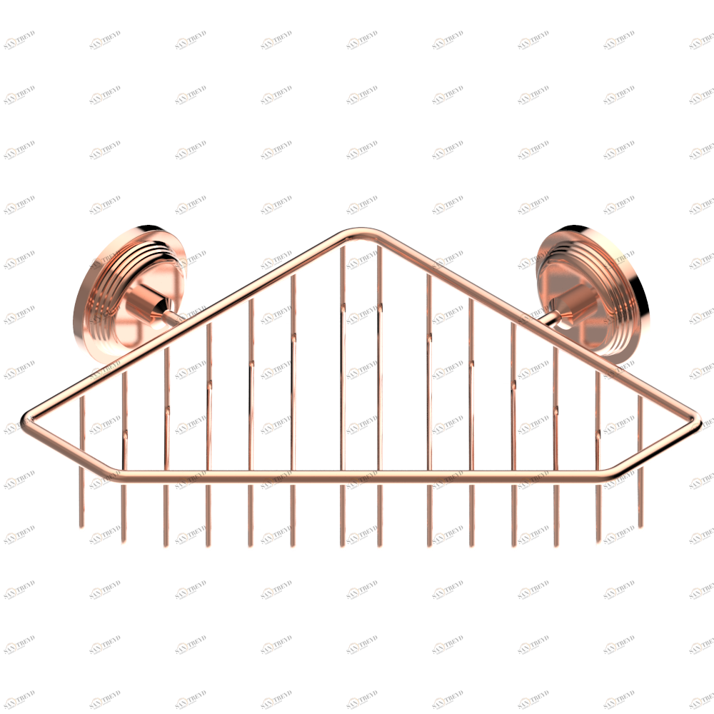 U9A-3623 Мыльница-сетка большая угловая с фланцами 200 x 200 мм Thg-paris West Coast с металлическими ручками-крестиками Розовое золото U9A-3623 CAT.F