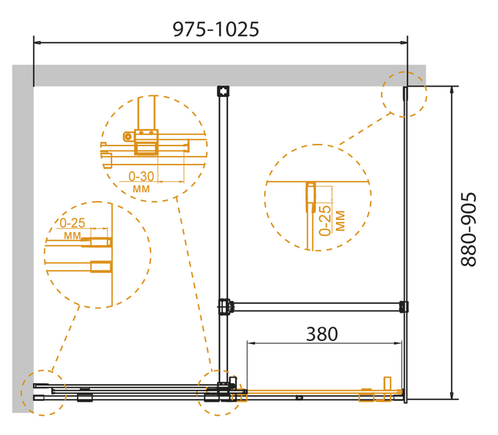 Душевой уголок CEZARES STREAM-AH-1-100/90-C-Cr - Вид №1