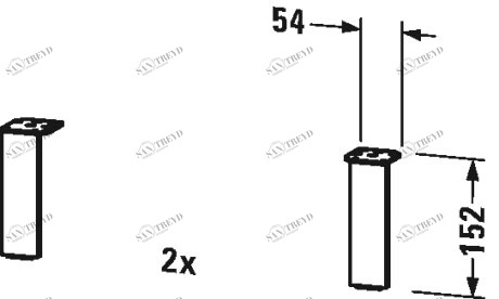 BR979304343 Ножка Brioso #BR9793 152 x 44 x 10 мм Базальт матовый, декор Duravit