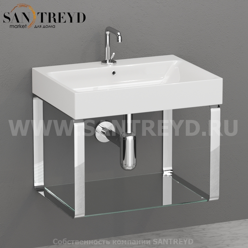 9125K1 Структура подвесная из хромированной латуни под умывальник 70 см Kerasan Cento Италия