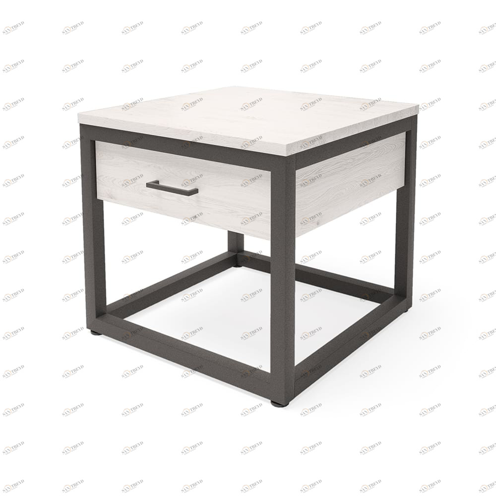 Тумбочка прикроватная белая с ящиком Neo Loft MILLWOOD RAW 134462 Белый;черный 