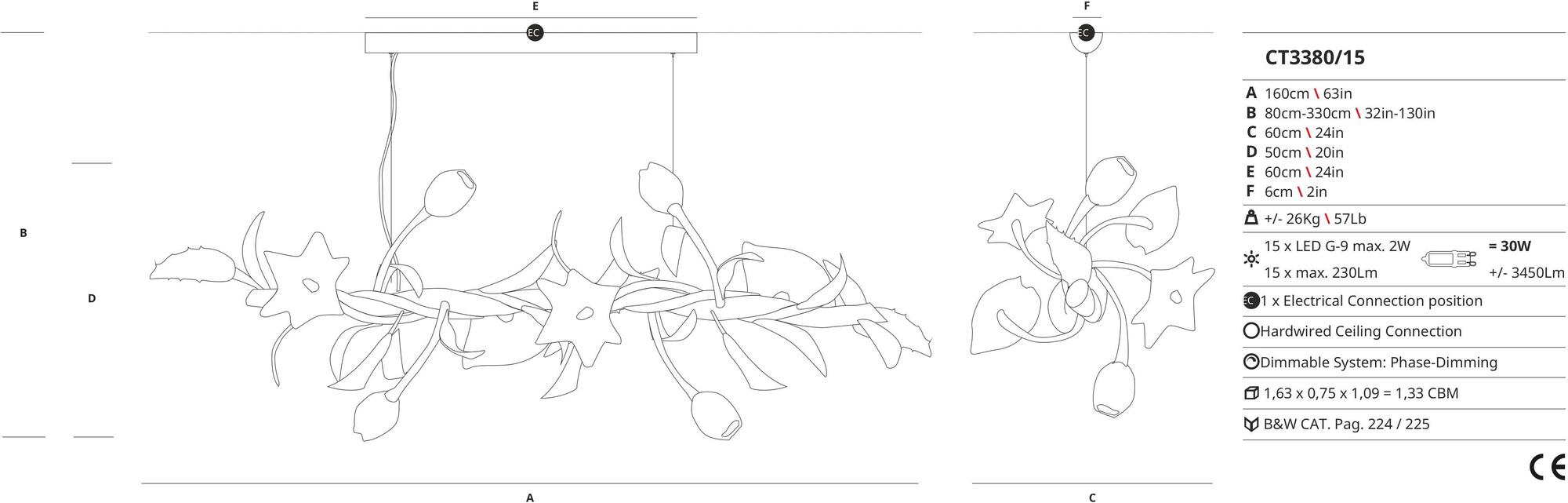 Serip Подвесной светильник из бронзы ручной работы Bouquet Ct3380/15 - Вид №1