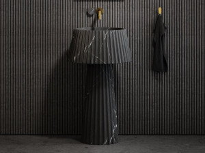 Круглый отдельно стоящий умывальник из мрамора Pietra Grey