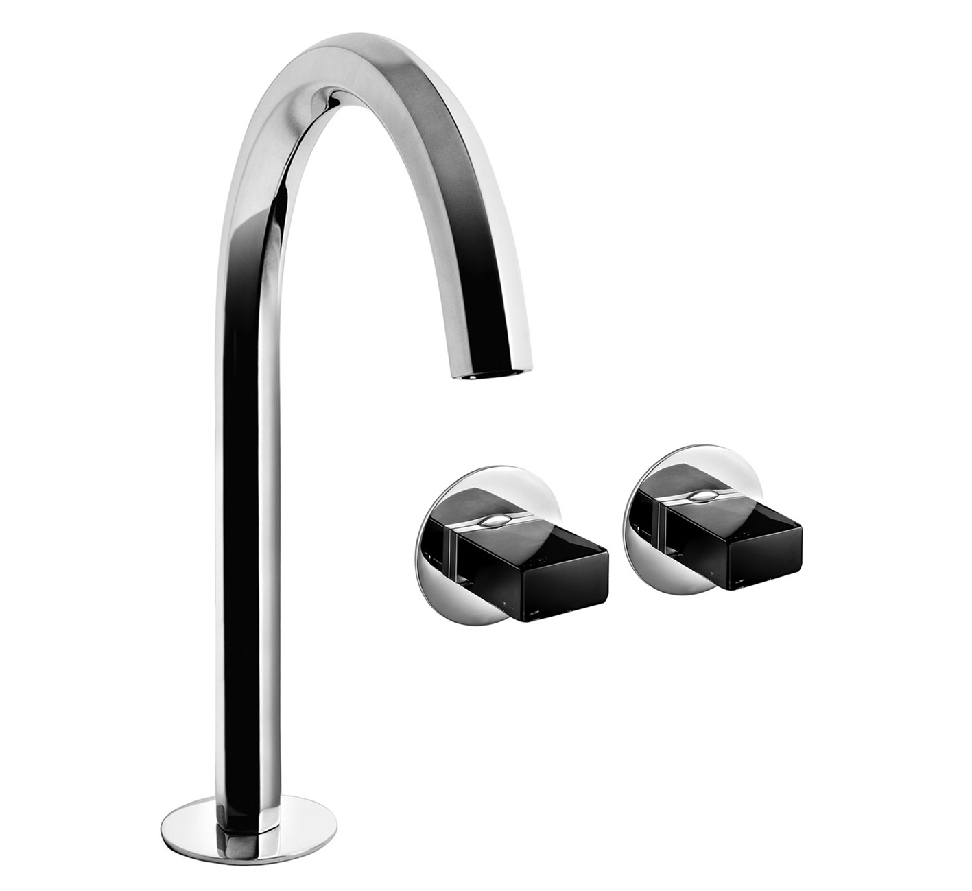 N458SB+5911A  Смеситель на 1 отверстие для раковинывылет 17,5 см без ручек настенное управление ограничитель потока воды до 5 л/мин при 3 бар картридж керамический 90° впуски 1/2'' подводка донный клапан нажимного типа ручки заказываются отдельно, см. раз Fantini Rubinetti VENEZIA