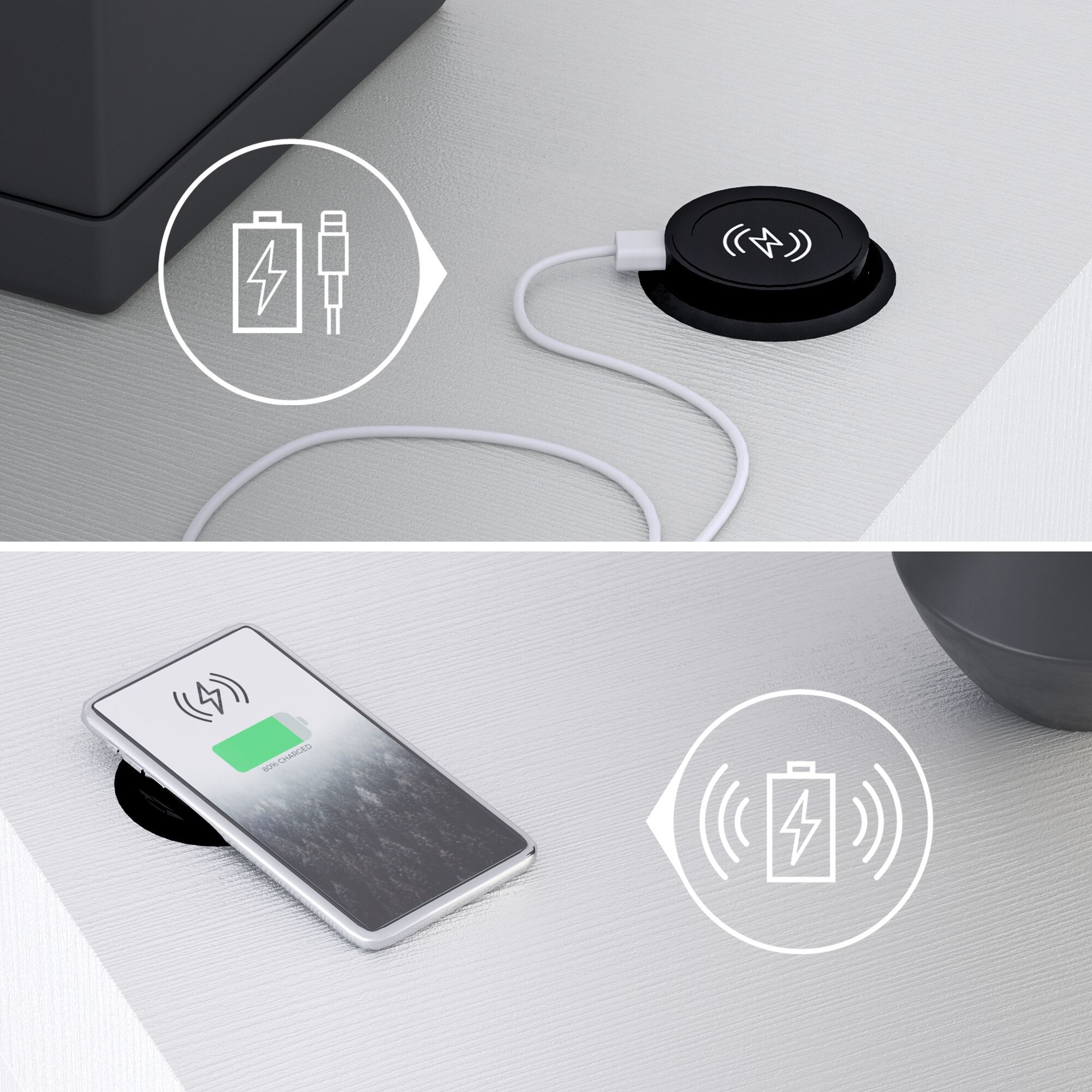 Высокий стол на полуострове в меламине с беспроводным зарядным устройством Mobili Fiver Evolution ARCH-00028433 - Вид №8