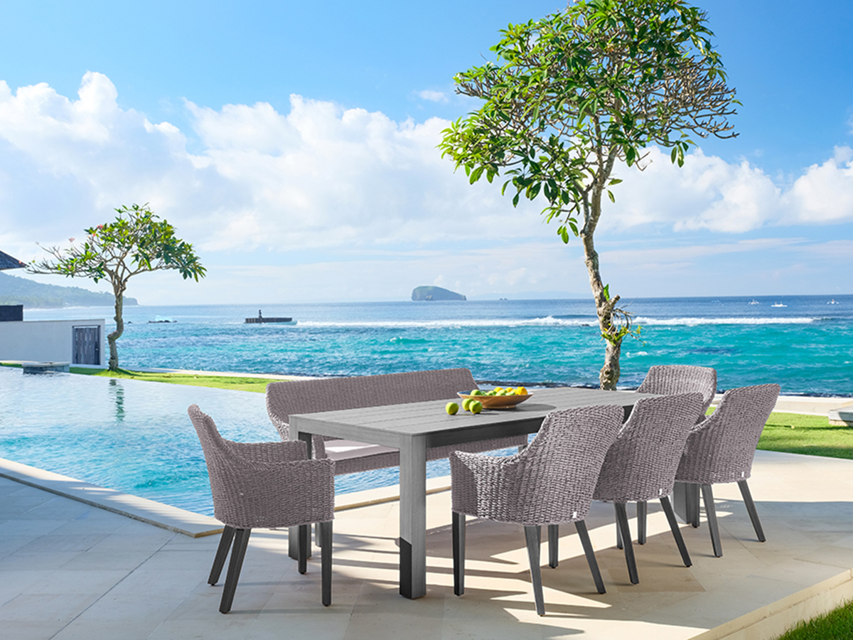 68.00.0361 Скамейка Tortuga Twist oyster / stone grey 3-х местная Mbm - Вид №1