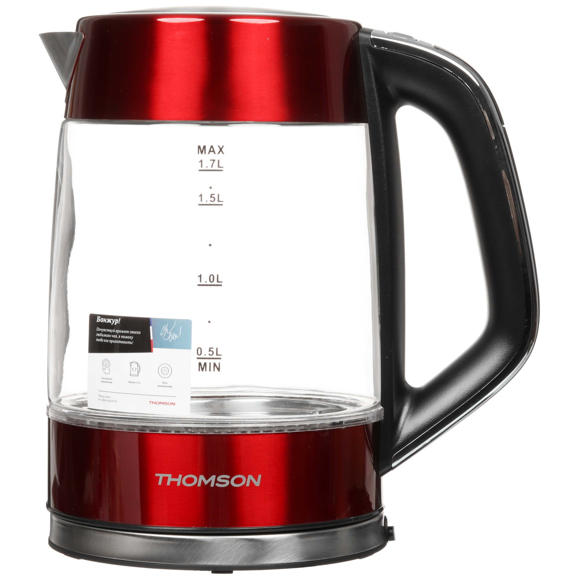 9099276 Электрочайник Thomson GLASS K20ES-2001 RED красный STDN-0044499 - Вид №1