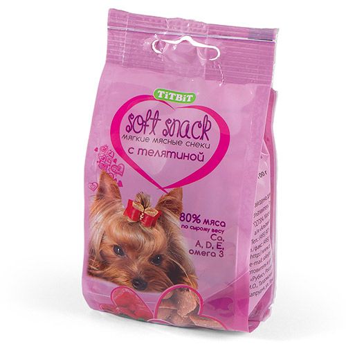 ПР0041118 Лакомство для собак Снек мягкий с телятиной 100г TITBIT 