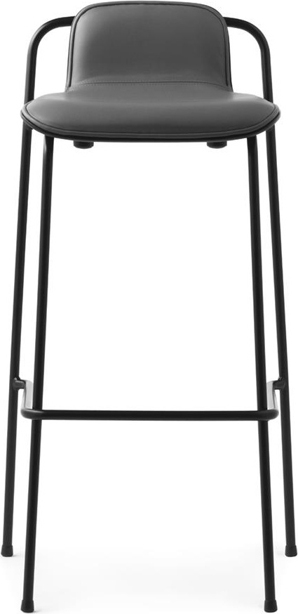 601934 Барный стул 75 см Передняя обивка Черная сталь Черный / Ультра кожа Normann Copenhagen Studio - Вид №1