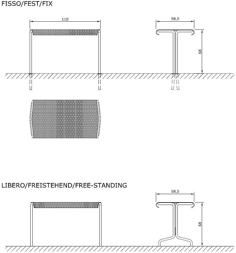 Euroform W Прямоугольный стол для общественных мест из металла Contour 324tm, 326tm - Вид №3