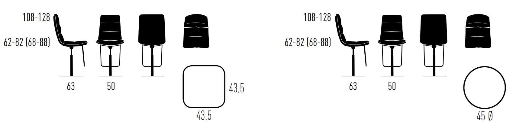 Регулируемая высота барный стул со спинкой KFF Arva ARCH-00121126 - Вид №7