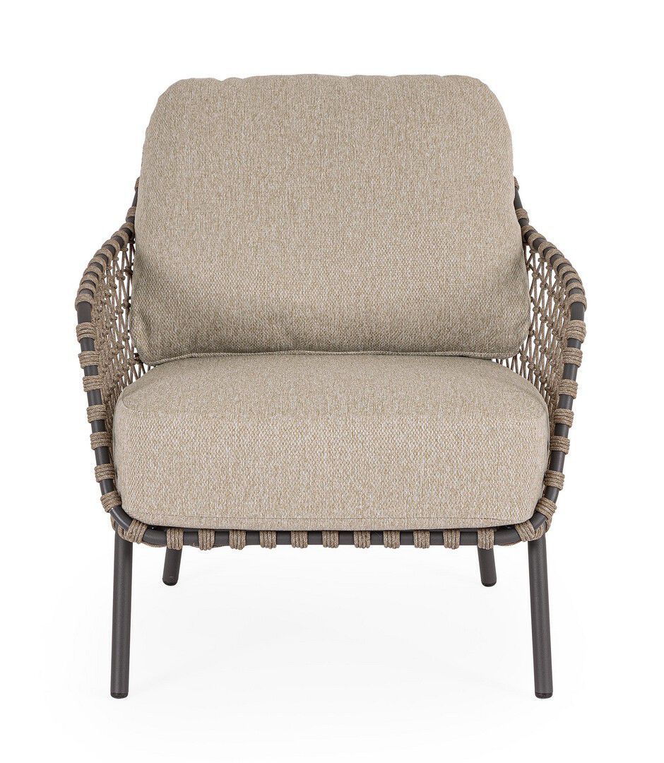 Веревочное и тканевое садовое кресло с подлокотниками BIZZOTTO Ivissa ARCH-00152948 - Вид №1