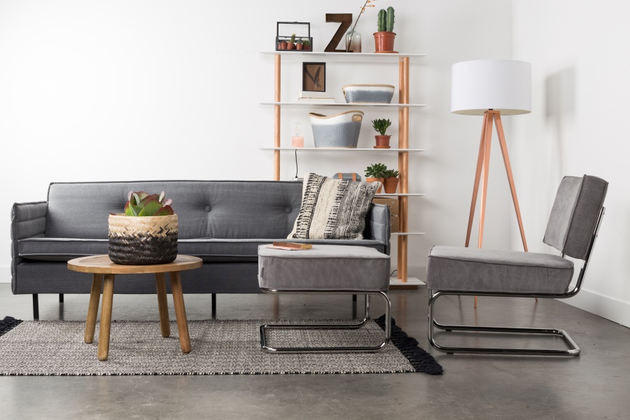 Кресло Lounge Ridge Rib серое Zuiver 3100009 - Вид №10