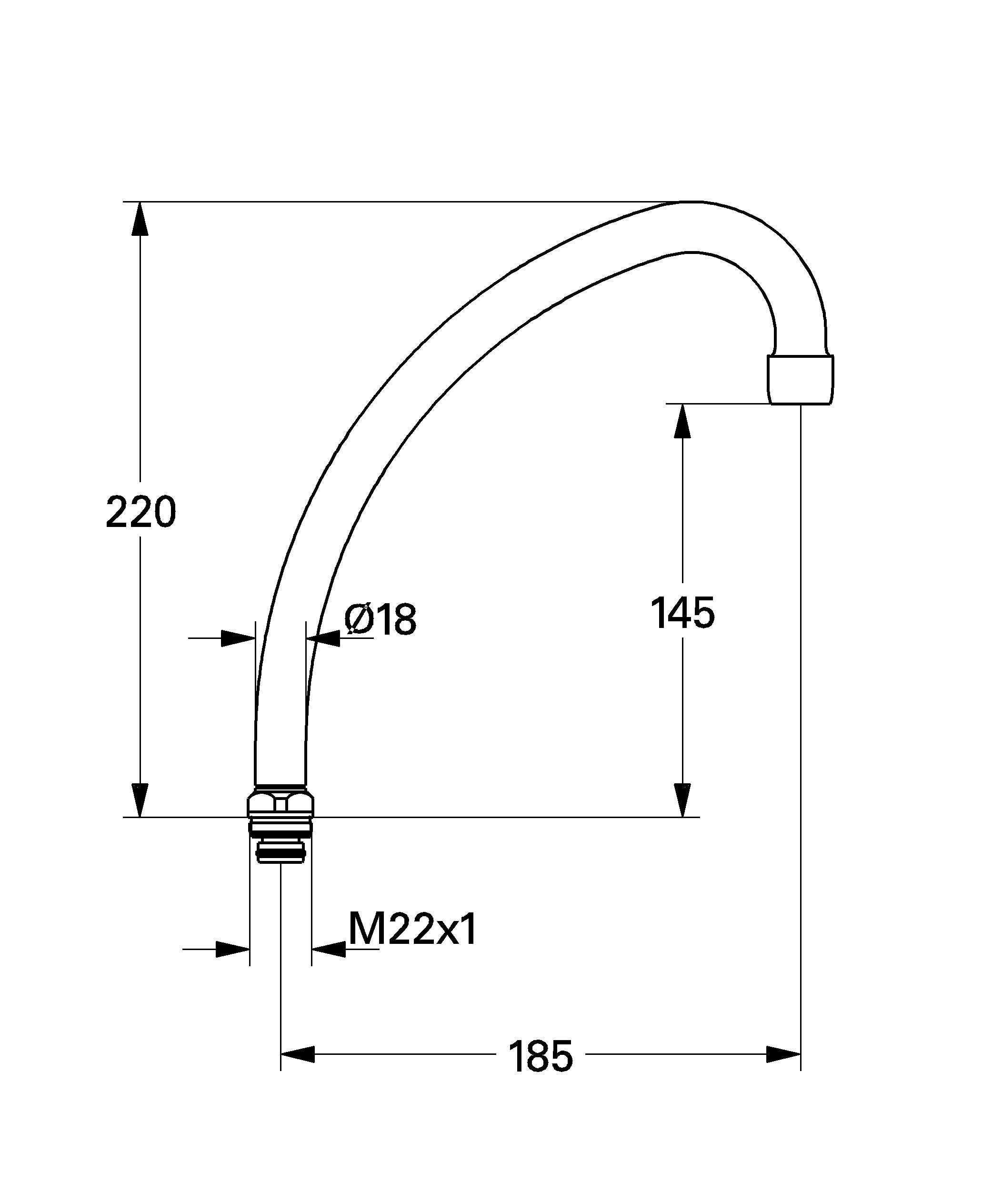 Излив для смесителей для кухни вертикального монтажа GROHE, хром (13073000) Spare Parts - Вид №1