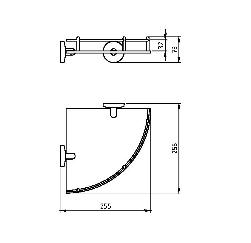 Угловая полка с ограждением Novaservis Metalia 1 6158.0 хром 61580 - Вид №1