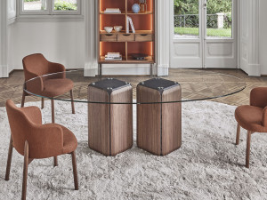 Овальный Хрустальный обеденный стол