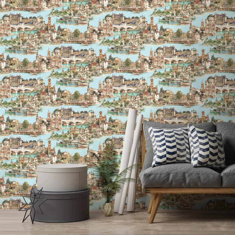 Обои флизелиновые Wall Decor синие 1.06 м 75071-62 85330670 STLM-2142209 Амстердам - Вид №2
