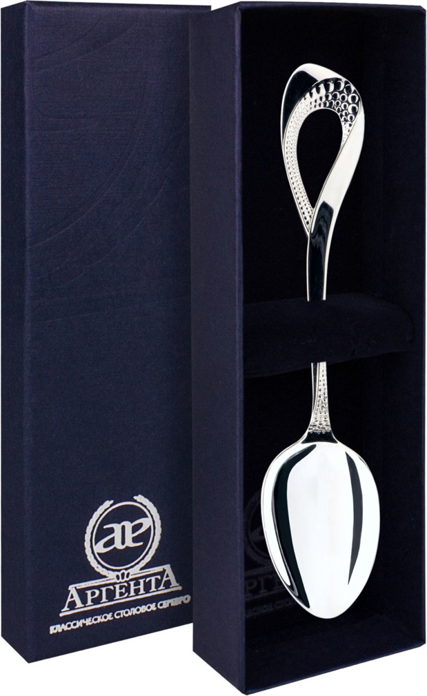 10650936 Аргента (Россия) Ложка чайная "Мимоза" + футляр Серебро 925 