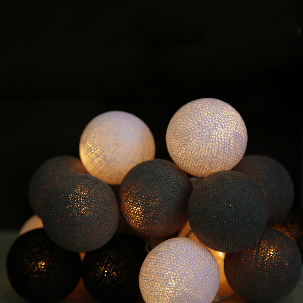 Гирлянда из хлопковых шариков от сети на 20 лампочек смоки грей Lares&Penates 1733G - Вид №3