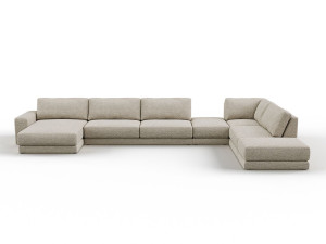 Угловой диван из ткани с полуостровом