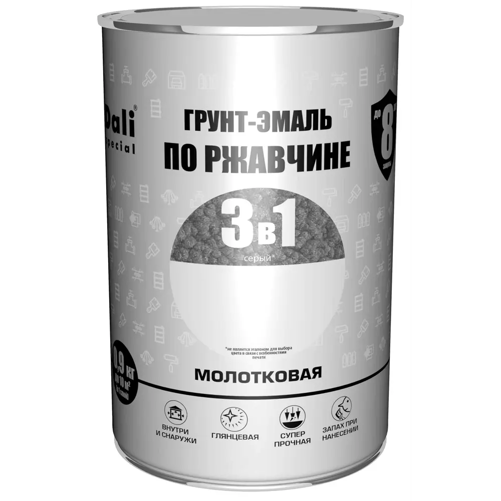 Грунт-эмаль Dali 3 в 1 молотковая серый 0,9 кг 83372537 STLM-0040619 - Вид №1